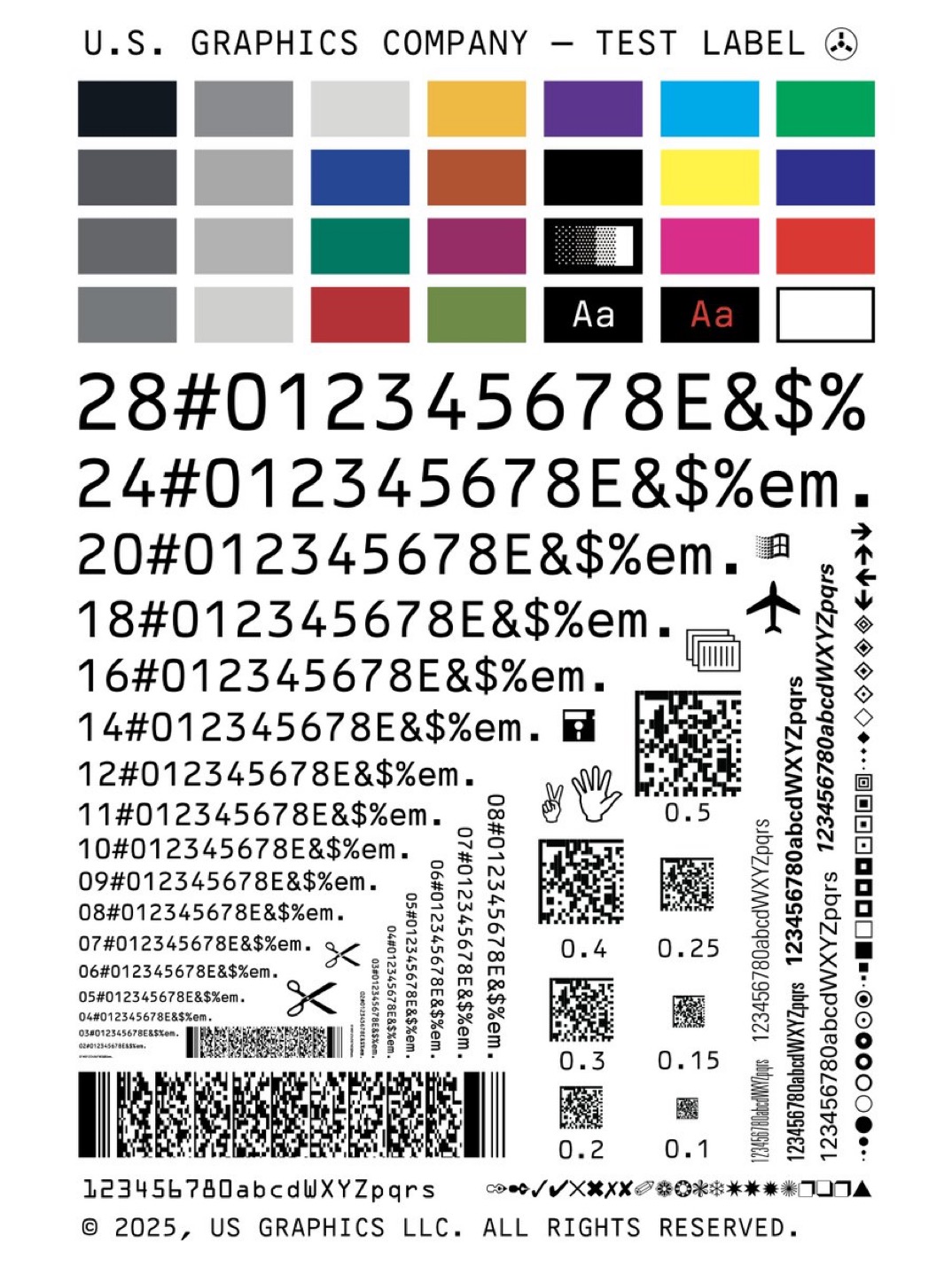 U.S. Graphics Company Test&nbsp;Label